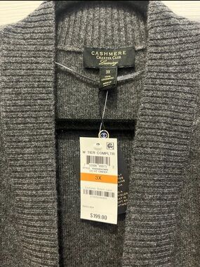 Charter Club Dark Gray Cashmere Shawl Collar Cardigan - 3X